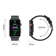Smart Watch Ring ECG Temperature Heart Rate Blood Pressure Health Bluetooth Talking Watch, Color: Black Leather