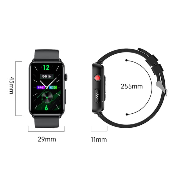Smart Watch Ring ECG Temperature Heart Rate Blood Pressure Health Bluetooth Talking Watch, Color: Black Leather