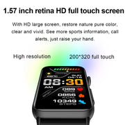 Smart Watch Ring ECG Temperature Heart Rate Blood Pressure Health Bluetooth Talking Watch, Color: Black Leather