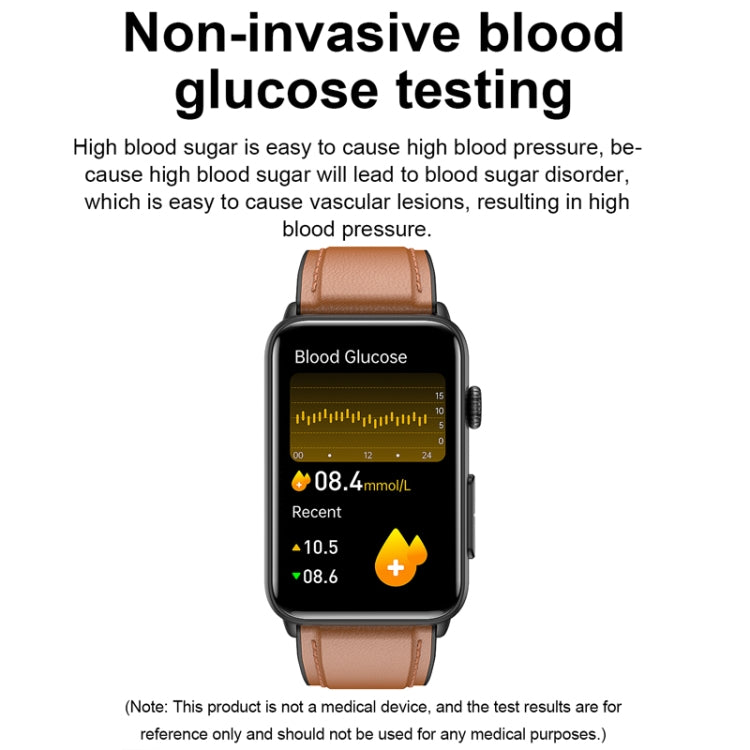 Smart Watch Ring ECG Temperature Heart Rate Blood Pressure Health Bluetooth Talking Watch, Color: Black Leather