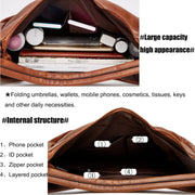 Women Large Capacity Tote Bag PU Leather Shoulder Bag 2 In 1 Black