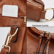 Women Large Capacity Tote Bag PU Leather Shoulder Bag 2 In 1 Brown