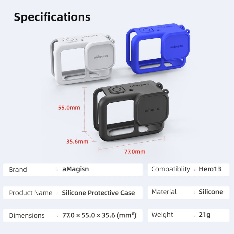 For GoPro HERO13 Black AMagisn Silicone Case Protective Cover(Blue) - Silicone Cases by aMagisn | Online Shopping South Africa | PMC Jewellery | Buy Now Pay Later Mobicred