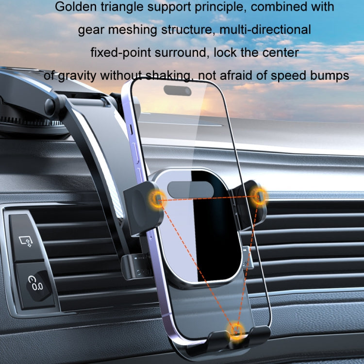 Car Suction Cup Dashboard Automatic Lock Mobile Phone Holder, Style: Black Telescopic
