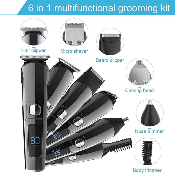6 in 1 Men Water-resistant Electric Hair Trimmer Kit Nose Trimmer, Mustache Trimmer Body Shaver 8788