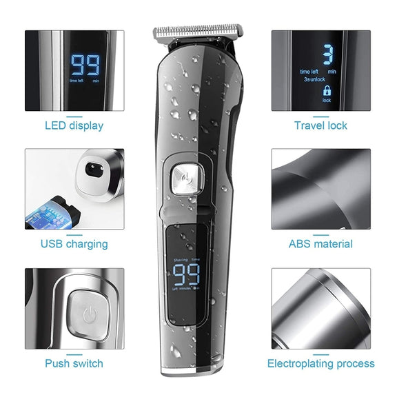 6 in 1 Men Water-resistant Electric Hair Trimmer Kit Nose Trimmer, Mustache Trimmer Body Shaver 8788