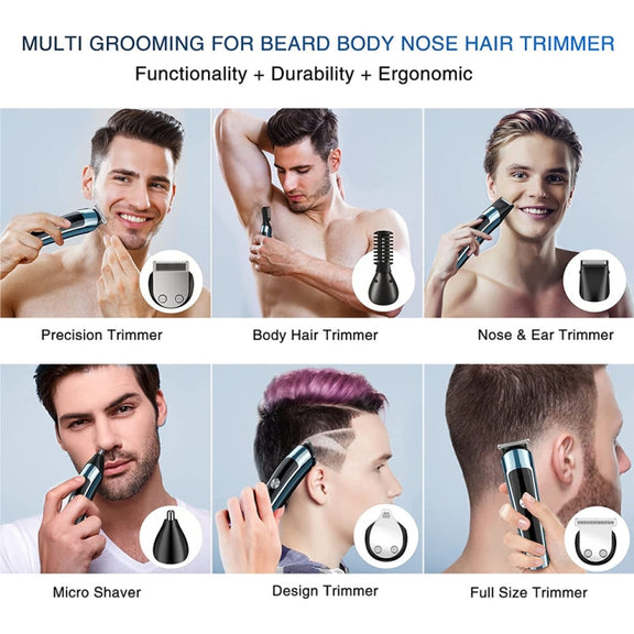 6 in 1 Men Water-resistant Electric Hair Trimmer Kit Nose Trimmer, Mustache Trimmer Body Shaver 8788