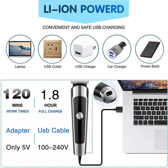 6 in 1 Men Water-resistant Electric Hair Trimmer Kit Nose Trimmer, Mustache Trimmer Body Shaver 8988