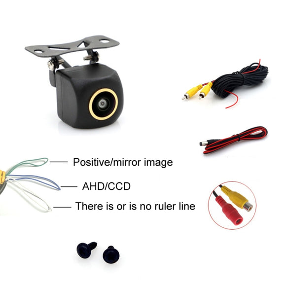 Car Universal HD Night Vision Rear View Reversing Three-Control Fisheye Camera, Style: AHD1080P Plug-in Gold Edge Interpolation