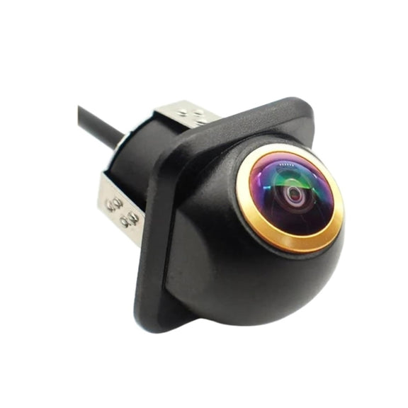 Car Universal HD Night Vision Rear View Reversing Three-Control Fisheye Camera, Style: AHD1080P Straw Hat Gold Edge Interpolation