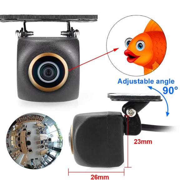 Car Universal HD Night Vision Rear View Reversing Three-Control Fisheye Camera, Style: AHD1080P Plug-in Gold Edge Interpolation