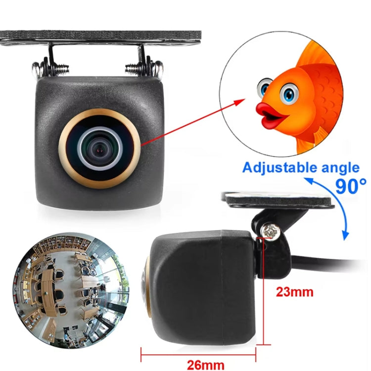 Car Universal HD Night Vision Rear View Reversing Three-Control Fisheye Camera, Style: AHD1080P Plug-in Gold Edge Interpolation