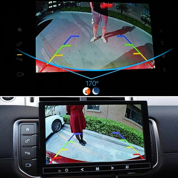 Car Universal HD Night Vision Rear View Reversing Three-Control Fisheye Camera, Style: AHD1080P Straw Hat Gold Edge Interpolation