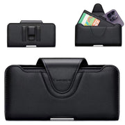 NUOKU 5.5-6.7 Inch Dual Phone Belt Clip Carrying Pouch Litchi Texture Leather Phone Case(Black)