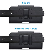 NUOKU 5.5-6.7 Inch Dual Phone Belt Clip Carrying Pouch Litchi Texture Leather Phone Case(Black)