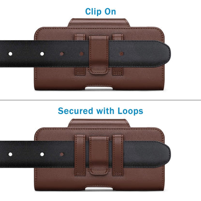 NUOKU 5.5-6.7 Inch Dual Phone Belt Clip Carrying Pouch Litchi Texture Leather Phone Case(Dark Brown) - free shipping - PMC Jewellery - Order now!