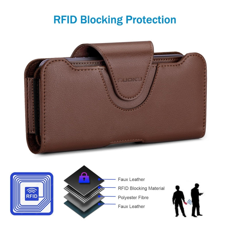 NUOKU 5.5-6.7 Inch Dual Phone Belt Clip Carrying Pouch Litchi Texture Leather Phone Case(Dark Brown) - free shipping - PMC Jewellery - Order now!