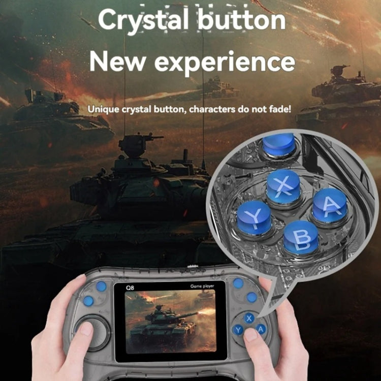 Q8 Handheld Game Console 3.0 Inch Screen Support TV Connection Built In 800 Games Singles Transparent Gray