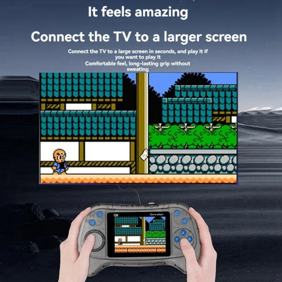 Q8 Handheld Game Console 3.0 Inch Screen Support TV Connection Built In 800 Games Singles Transparent Gray
