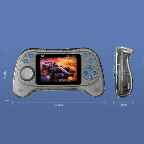 Q8 Handheld Game Console 3.0 Inch Screen Support TV Connection Built In 800 Games Singles Transparent Gray