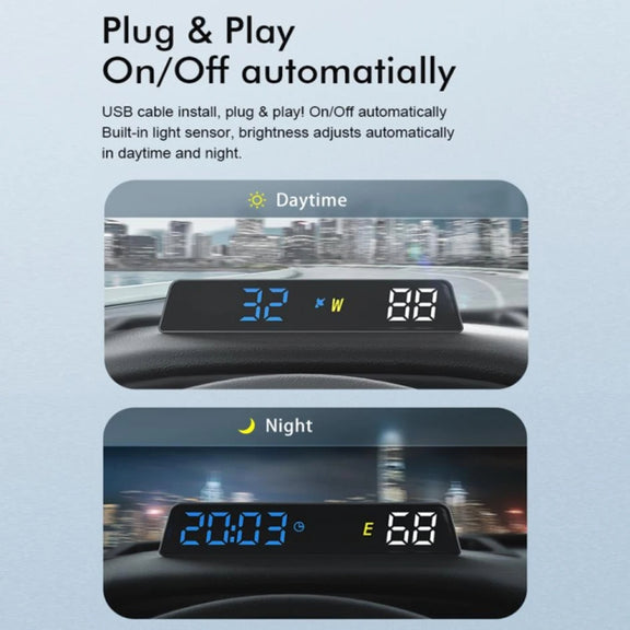 Head-up Display USB Powered High-definition Vehicle Code Altitude Meter(Blue White)