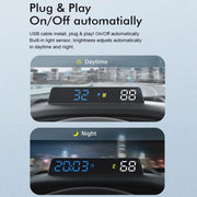 Head-up Display USB Powered High-definition Vehicle Code Altitude Meter(Blue White)