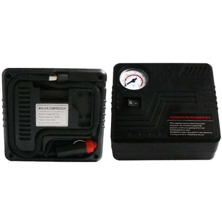 Car Tire Air Pump 12V Metal Electric Tire Pressure Gauge(Square)