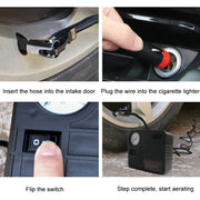 Car Tire Air Pump 12V Metal Electric Tire Pressure Gauge(Square)