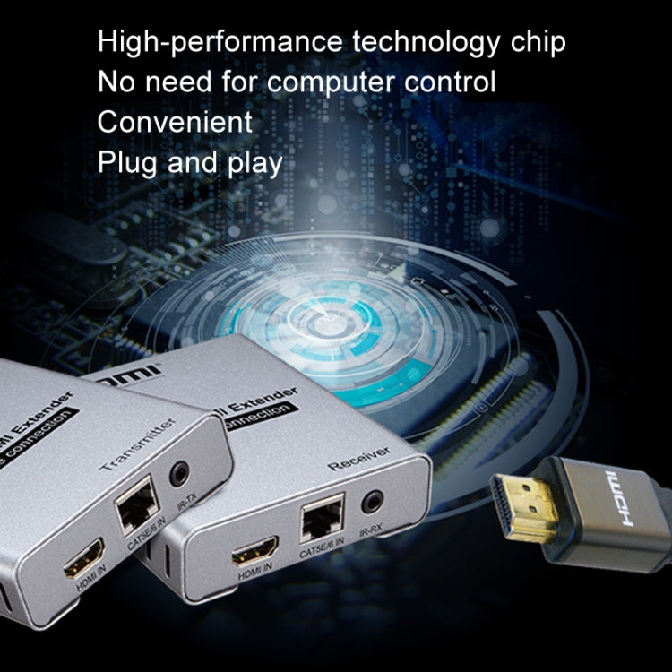 HDMI Single Cable 120m Transmitter / Receiver Extender 4K HD Transmitter US Plug(Gray)