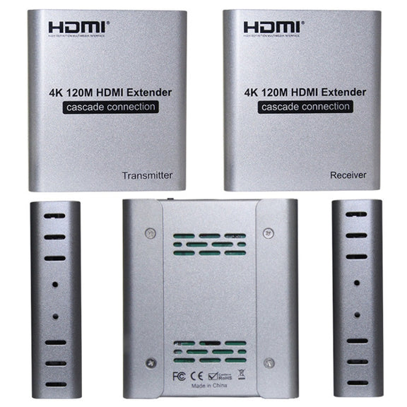 HDMI Single Cable 120m Transmitter / Receiver Extender 4K HD Transmitter EU Plug(Gray)