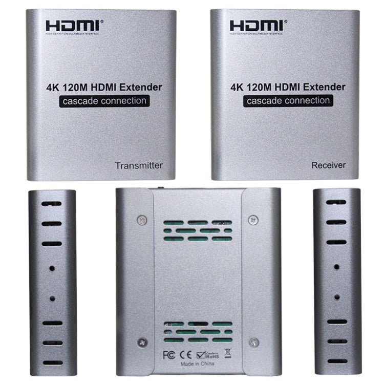 HDMI Single Cable 120m Transmitter / Receiver Extender 4K HD Transmitter EU Plug(Gray)