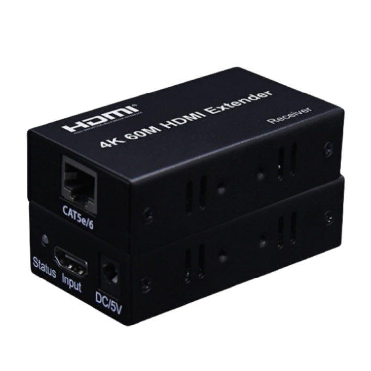 HDMI To RJ45 Single Ethernet Cable 60m Extender 4K HD Cable Signal Amplifier, Transmitter+Receiver EU Plug(Black) - free shipping - PMC Jewellery - Order now!