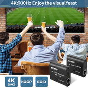 HDMI To RJ45 120m Single Network Cable 4K HD Network Extender, Receiver+Transmitter US Plug(Black)