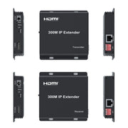 300m IP HDMI Extender HD Video Transmission, Transmitter + Receiver UK Plug(Black)