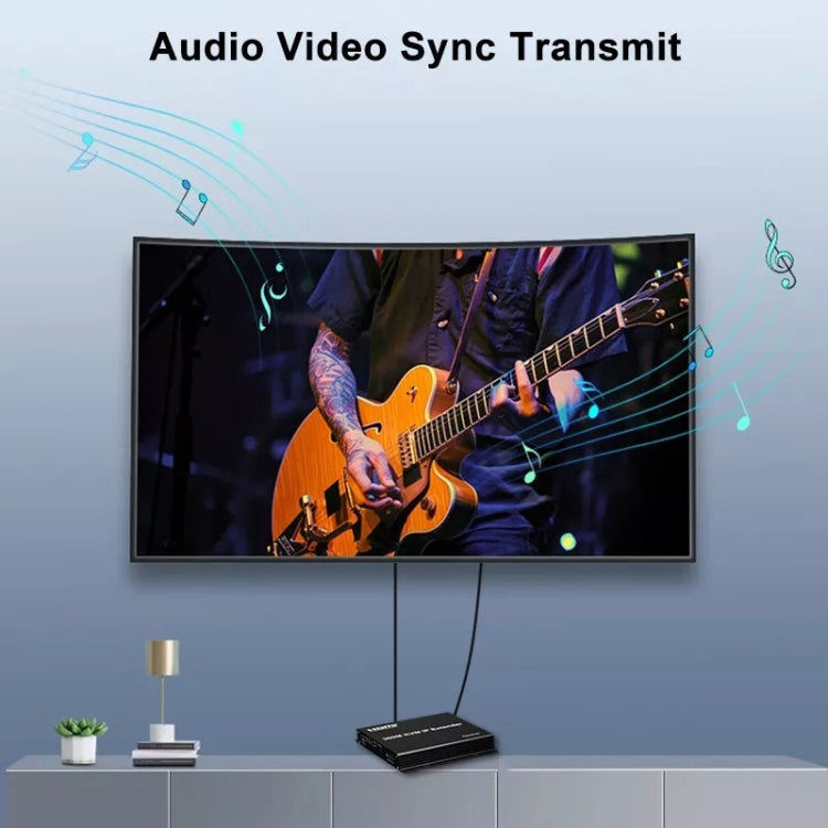 300m IP HDMI Extender HD Video Transmission, Transmitter + Receiver UK Plug(Black)