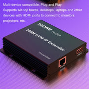 200m HDMI KVM IP Network Cable Extender H.264 Mouse Keyboard Extender EU Plug(Black)