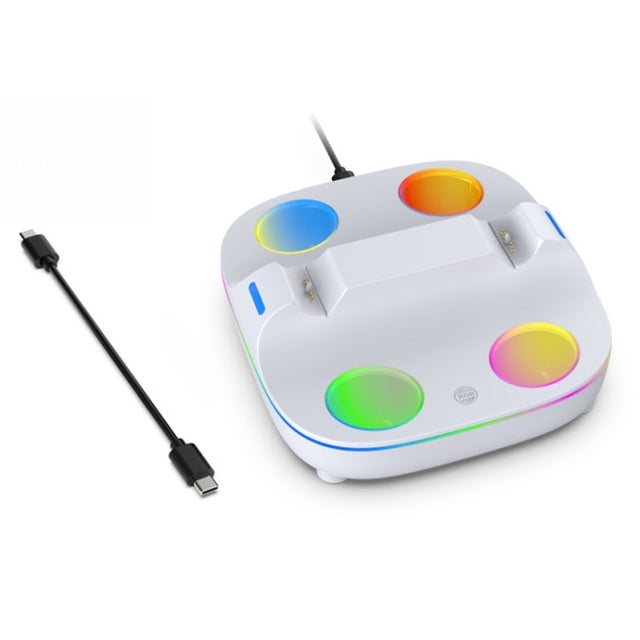 For PS5 Controller Dual Charger Charging Stand Docking Station With RGB Ambient Light(White)