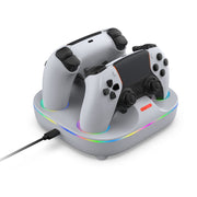 For PS5 Controller Dual Charger Charging Stand Docking Station With RGB Ambient Light(White Black)