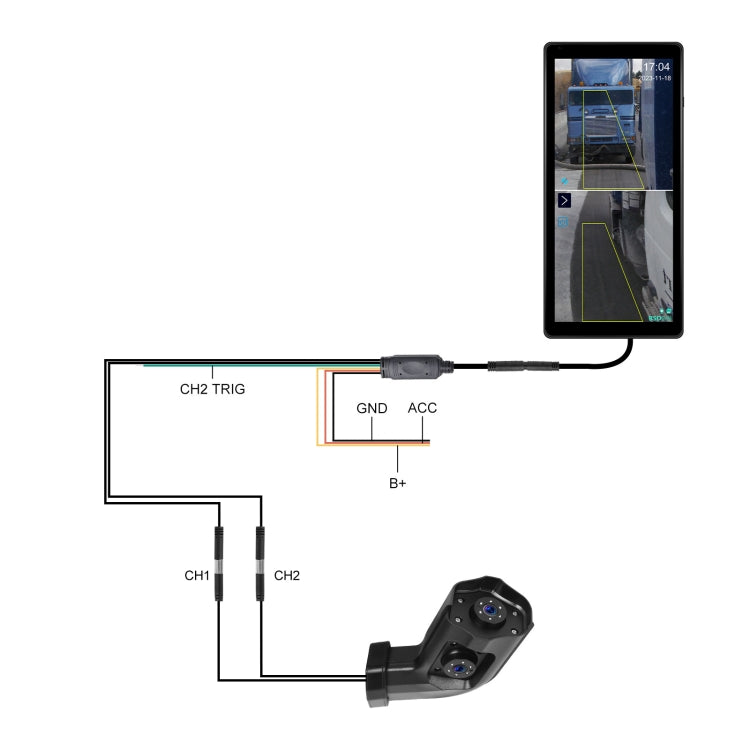 10.36 inch Wired HD 1 Drag 1 Blind Zone Monitor Universal AHD Reversing Kit Left(Standard)