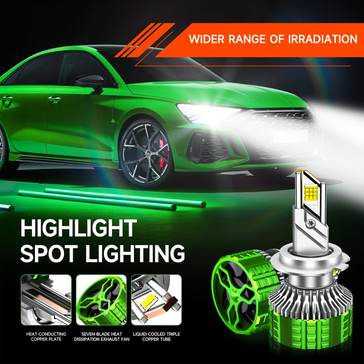 100W LED Double Copper Tube Aluminum Alloy Water-resistant Car Headlight, Bulb: H7