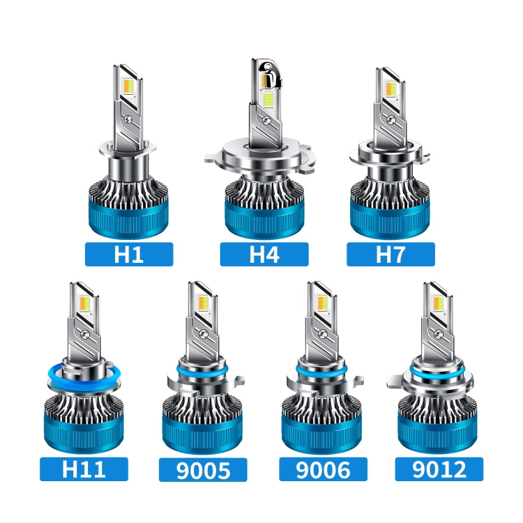 50W Three-color LED Double Copper Tube Aluminum Alloy Headlight, Bulb: 9006