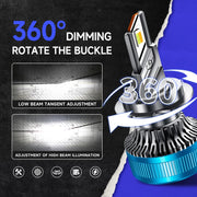 50W Three-color LED Double Copper Tube Aluminum Alloy Headlight, Bulb: H4