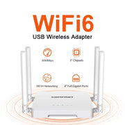 COMFAST CF-WR630AX 3000Mbps Dual-Band WiFi6 MESH Router 4x5dBi Antenna UK Plug