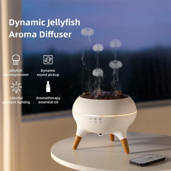 Dynamic Multi-Spray Aromatherapy Diffuser With Colorful Lights Remote Control Humidifier EU Plug(V80 Spit Circle Upgrade Model)