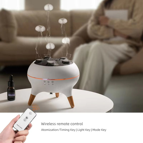 Dynamic Multi-Spray Aromatherapy Diffuser With Colorful Lights Remote Control Humidifier EU Plug(V80 Spit Circle Upgrade Model)