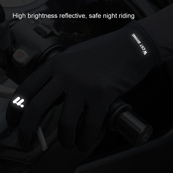 WEST BIKING Cycling Anti-slip Breathable Touch Screen Gloves, Size: M(Black)