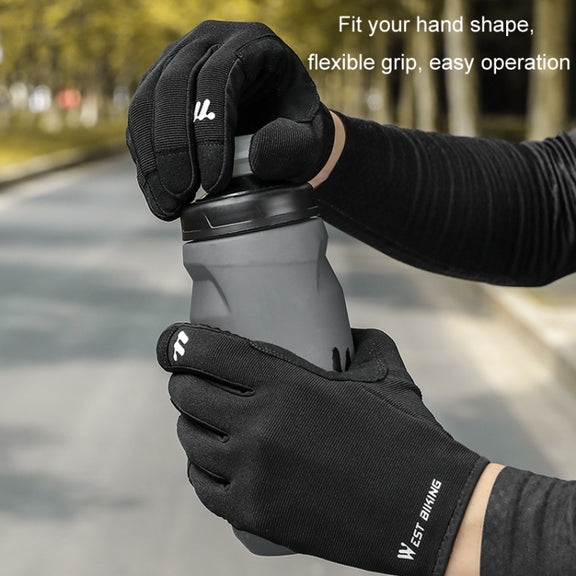 WEST BIKING Cycling Anti-slip Breathable Touch Screen Gloves, Size: L(Black)