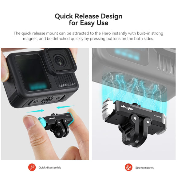 For GoPro HERO13 Black aMagisn Metal Magnetic Quick Release Base Dual Interface Adapter