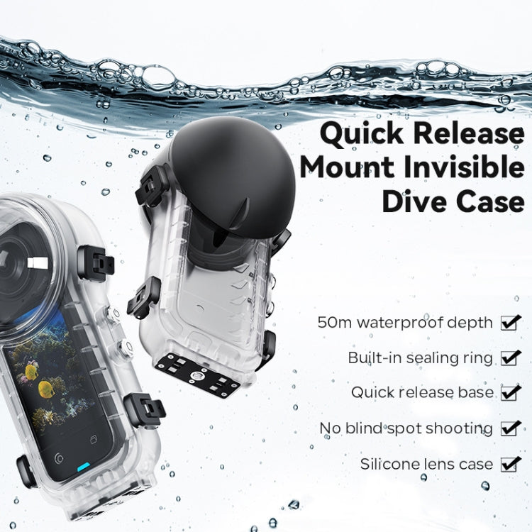 For Insta360 X4 aMagisn 50m Depth Waterproof Protective Case Quick Release Invisible Diving Cover - free shipping - PMC Jewellery - Order now!
