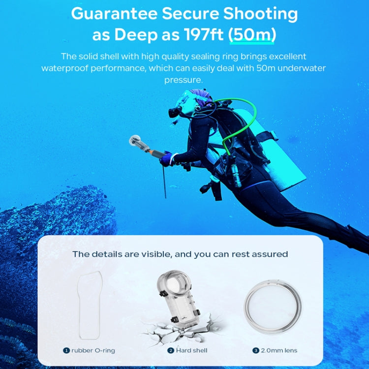 For Insta360 X4 aMagisn 50m Depth Waterproof Protective Case Quick Release Invisible Diving Cover - free shipping - PMC Jewellery - Order now!